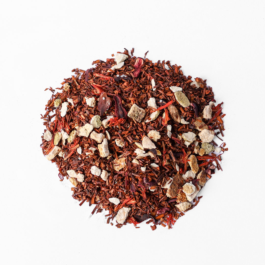 Slumber Society - Citrus orange Rooibos Loose Leaf Tea showing ingredients