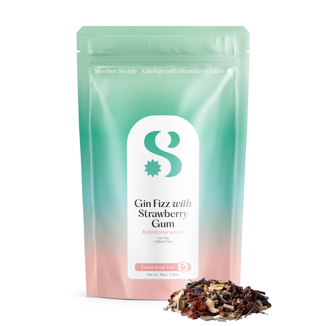 Slumber Society - Gin Fizz with Strawberry Gum Loose Leaf Tea and pouch