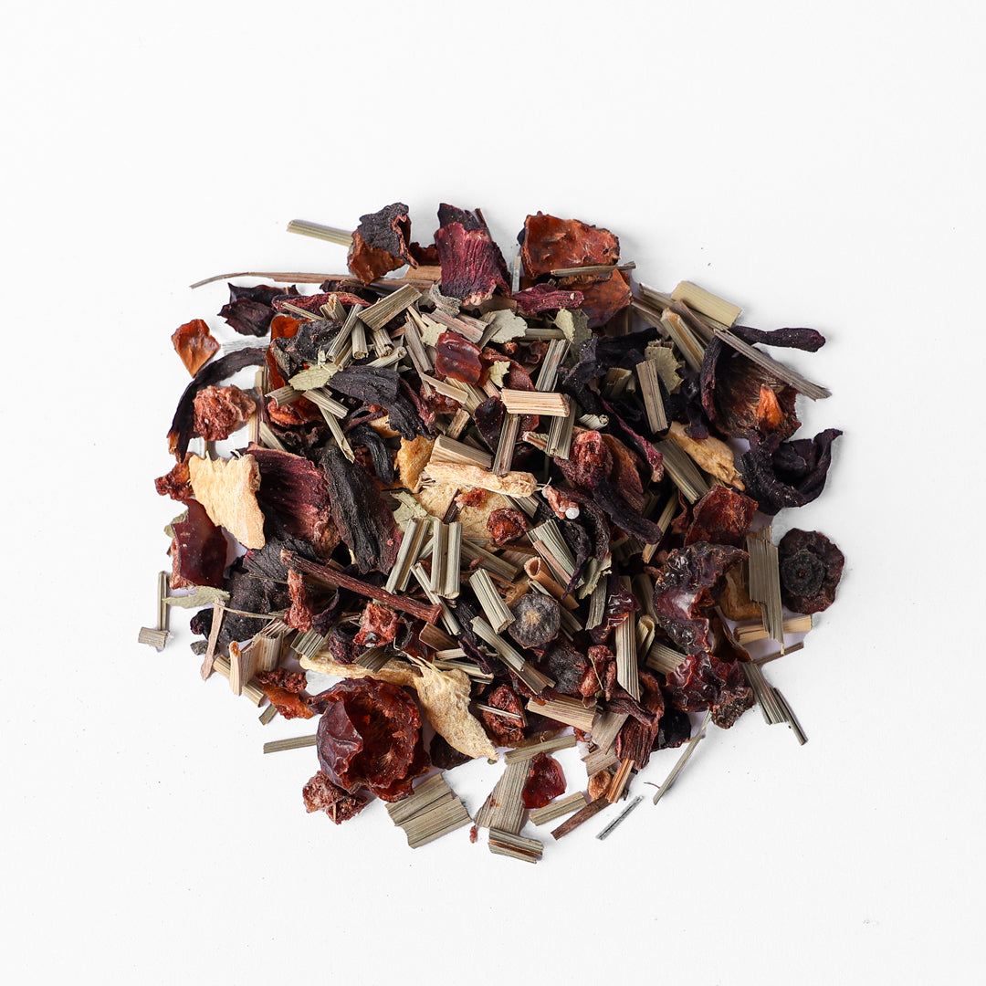 Slumber Society - Gin Fizz with Strawberry Gum Loose Leaf Tea showing ingredients