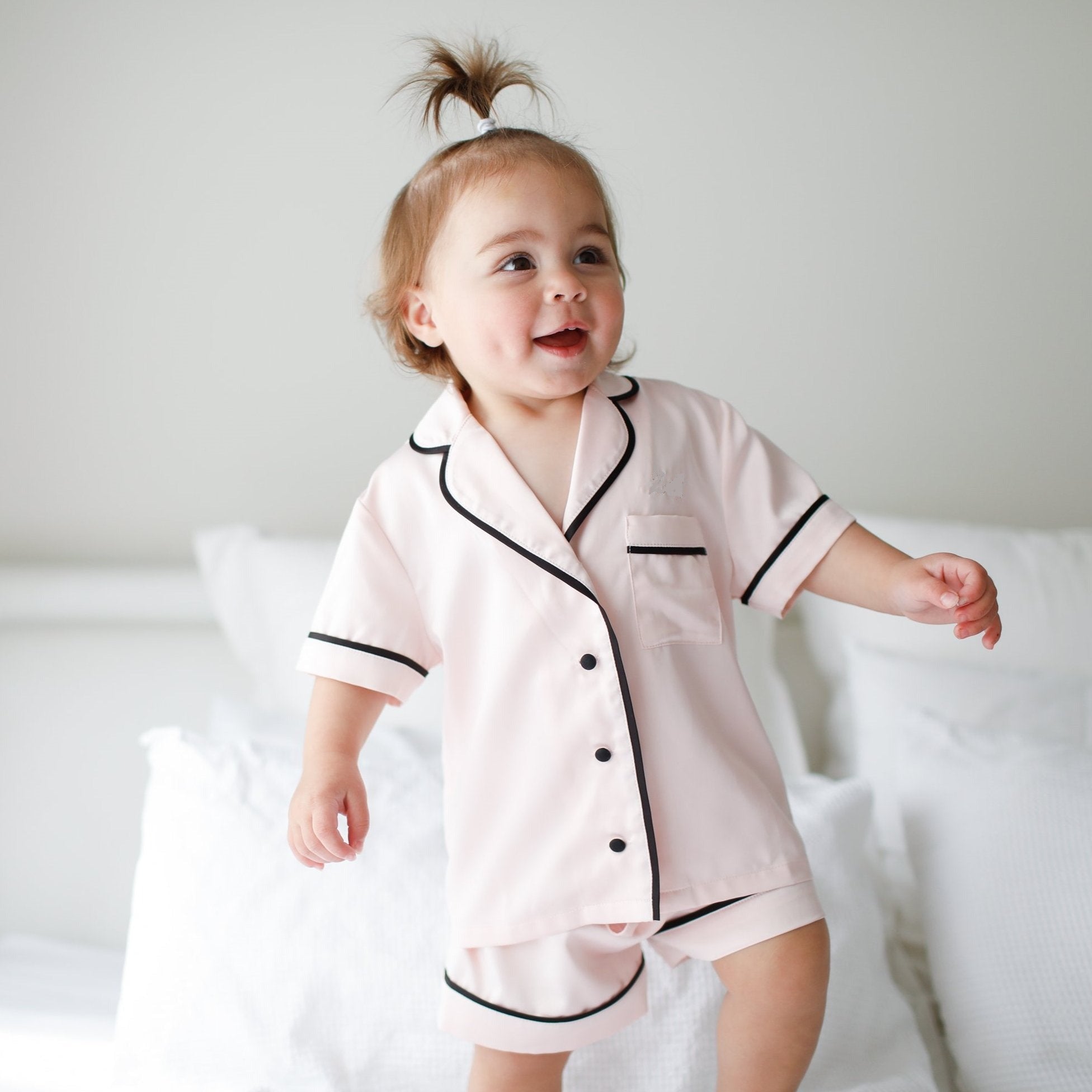 Kids Pink Satin Pyjamas